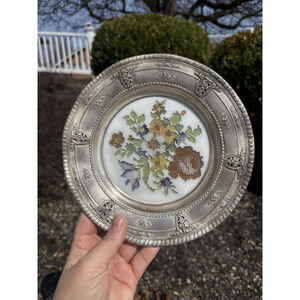 Wallace ROSE POINT Sterling Silver Tray, Cross-Stitch Acrylic Base AS IS!